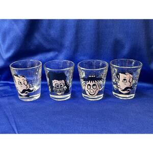 Set of Four Vintage Goofy Eyes Caricature Shot Glasses